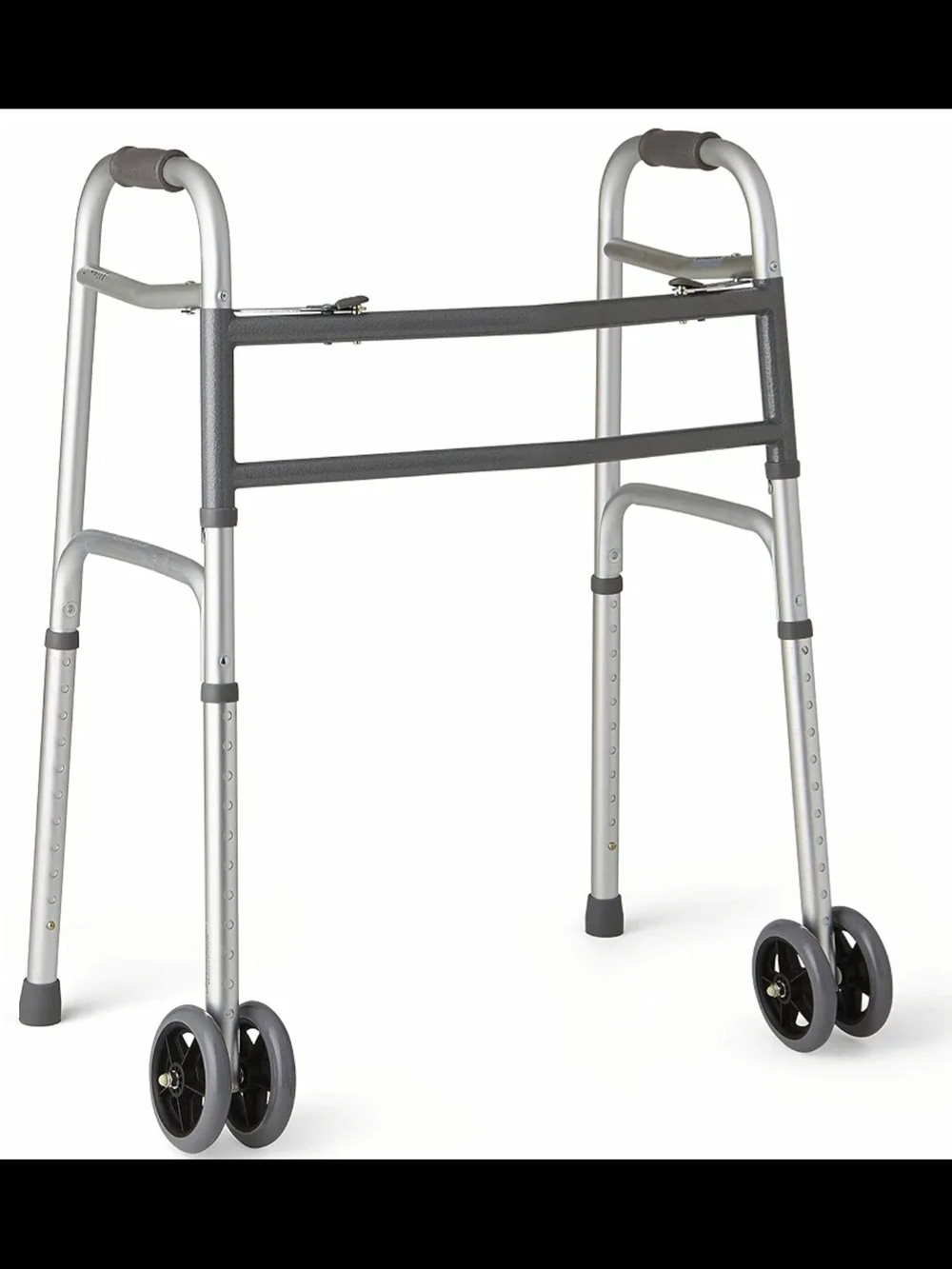 Adjustable Folding Walker with Front Wheels - Gray